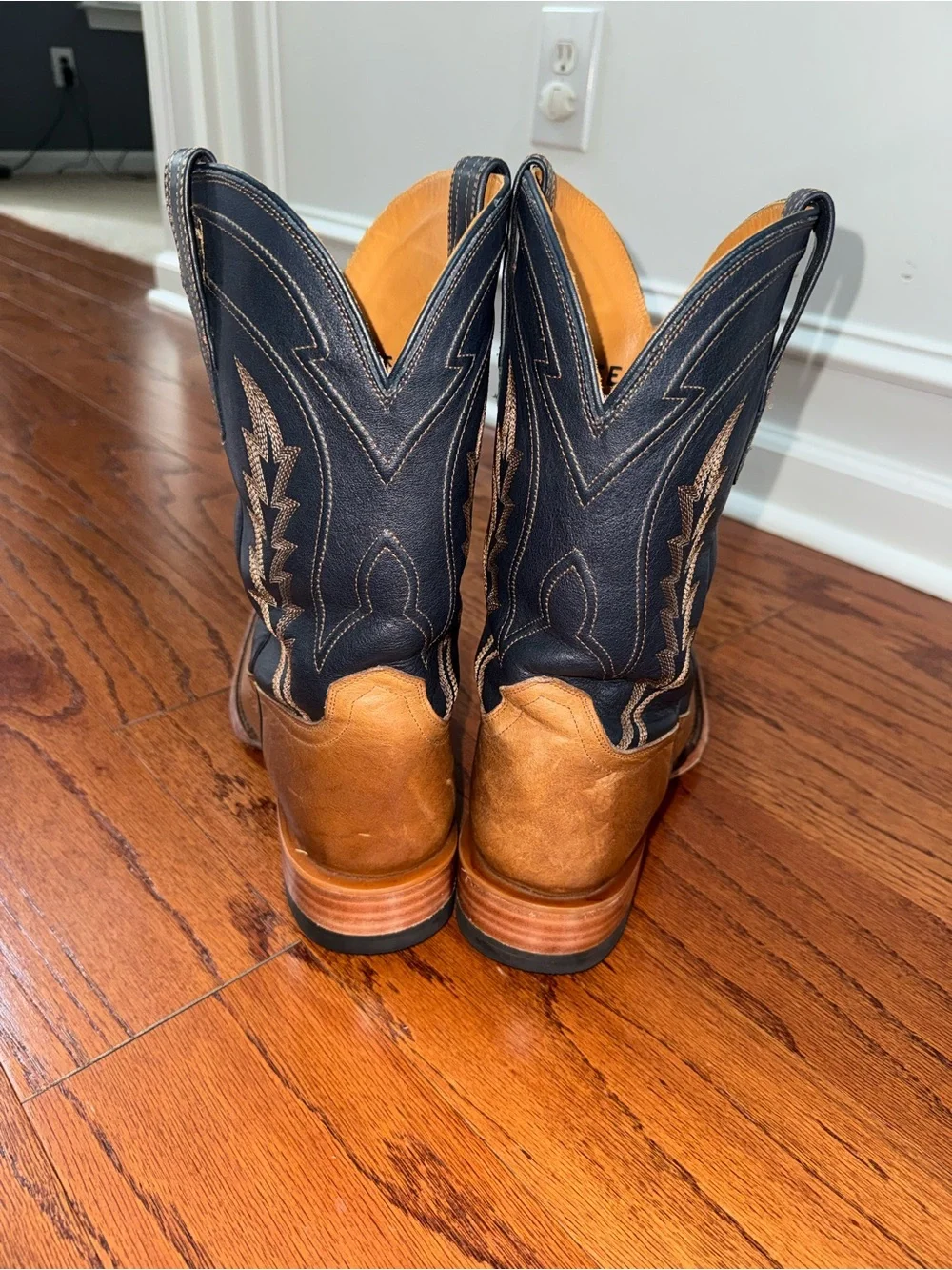 Tecovas The Doc Two-Tone Leather Western Boots — Brown & Navy
